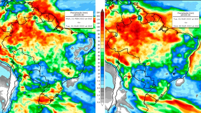 Inmet alerta para semana com muita chuva no MT, podendo atrapalhar a colheita da soja e retorno da umidade no Sul do BR