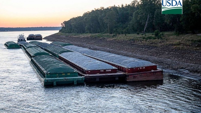 USDA: Embarques de grãos dos EUA estão bem abaixo do ano anterior refletindo crise logística com baixo nível do Mississippi
