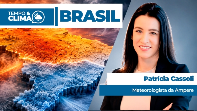Frente fria avança pelo Sudeste, mantém frio no Sul e deixa o tempo seco predominando em grande parte do Brasil