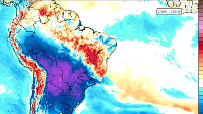 Clima com muita chuva, vendaval, geada e até neve marcará a semana no Brasil