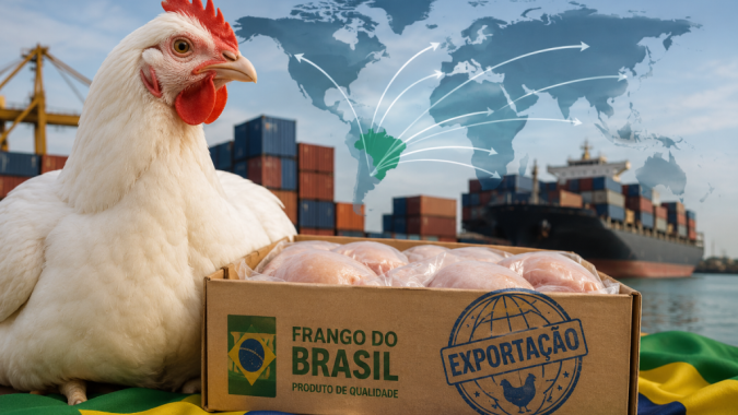 Brasil amplia produção e lidera exportações no mercado global que atinge 107,393 milhões de toneladas de frango