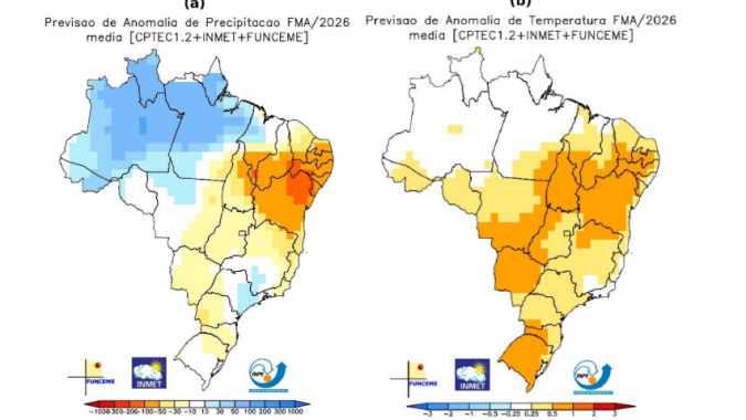 Prognóstico do Inmet para o trimestre indica calor acima da média e chuva irregular no Centro-Oeste, Sudeste e Sul