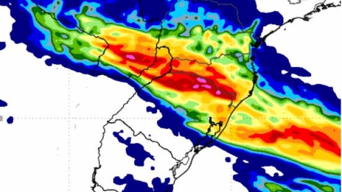 Chuvas avançam para SC e PR: Inmet mantém potencial para ventania e granizo