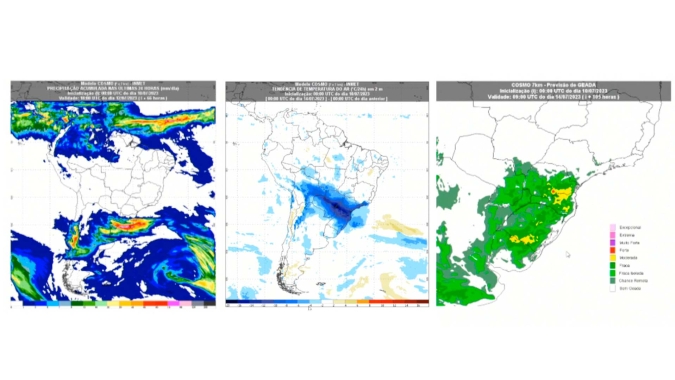 Inmet prevê novo ciclone extratropical atuando a partir da quarta-feira (12) , provocando chuvas e ventos fortes no RS e SC