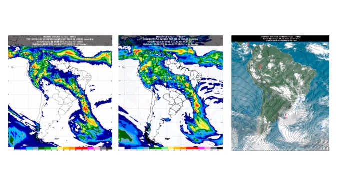 Inmet: Semana começa com previsão de formação de ZCAS e com risco de granizo no Centro-Sul