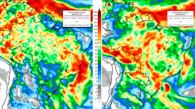 Avanço da frente fria que está sobre o Sul do Brasil deve promover nova configuração de ZCAS e provocar chuvas fortes no Centro Norte do país