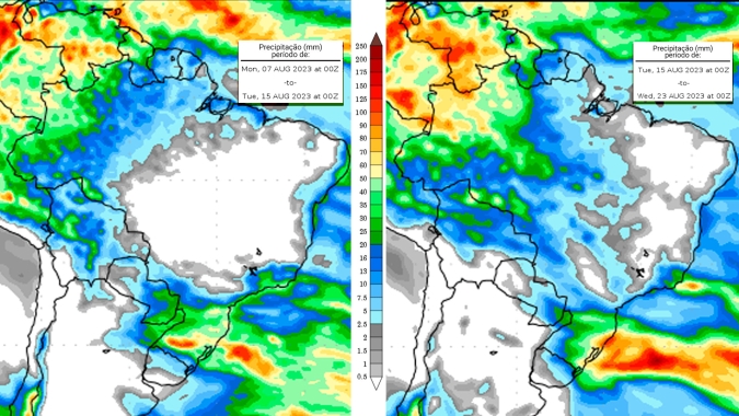 Chuvas previstas para a segunda quinzena de agosto na faixa oeste do Brasil podem ser pegadinha. Chuvas plantadeiras ainda vão demorar, alerta Inmet