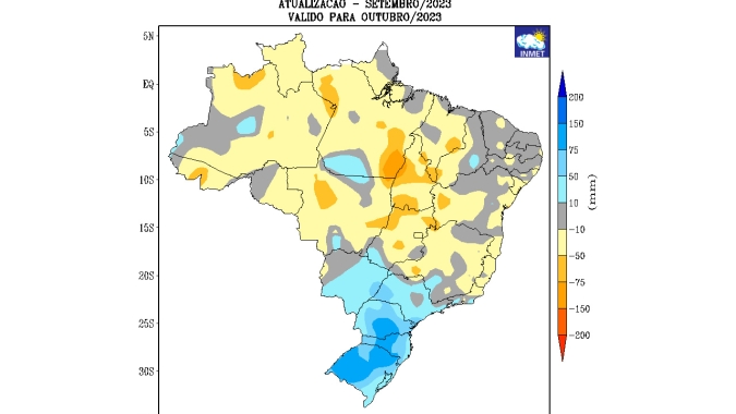 Chuvas começam a chegar, mas atenção: Modelos mostram volumes abaixo da média para outubro no centro-norte do Brasil