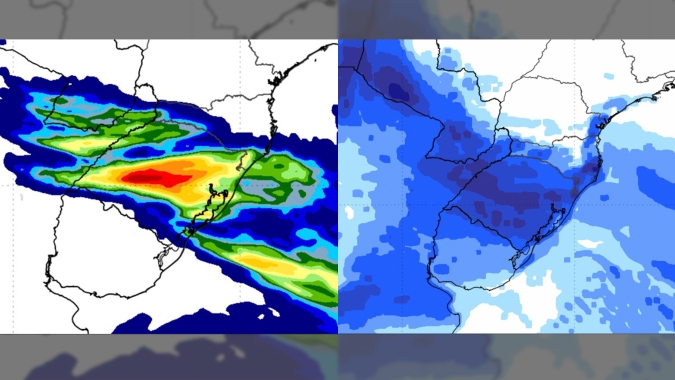 Chuvas começam a chegar no Sul do Brasil já no final de semana; frio vem logo atrás
