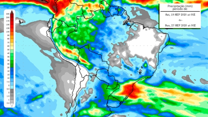 Mapas mostram que bloqueio atmosférico segue firme até 18 de setembro quando condições começam a mudar