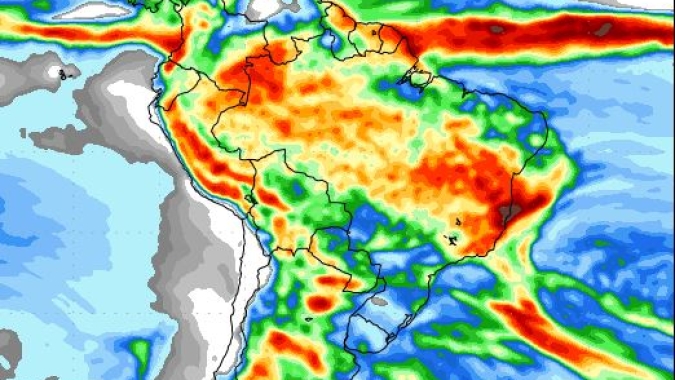 Atualização do NOAA traz retorno das chuvas para o Matopiba e corte na precipitação no sul do BR