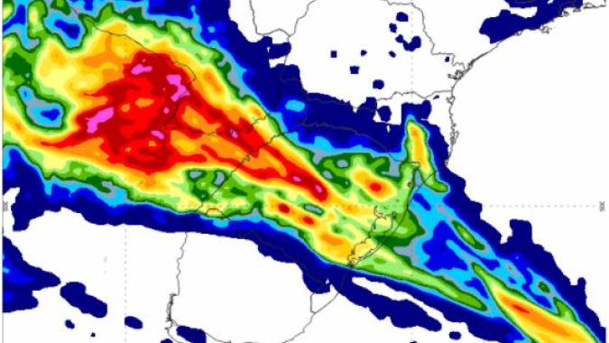 Rio Grande do Sul com precipitação expressiva nesta 5ª: Inmet emite alerta de chuvas intensa, rajada de vento e granizo