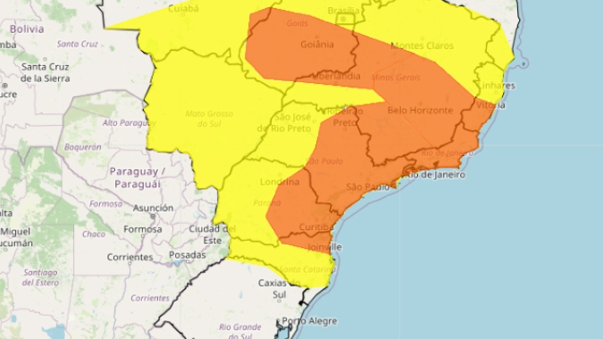 Inmet emite alerta de perigo para tempestades no Sul, Sudeste e Centro-Oeste
