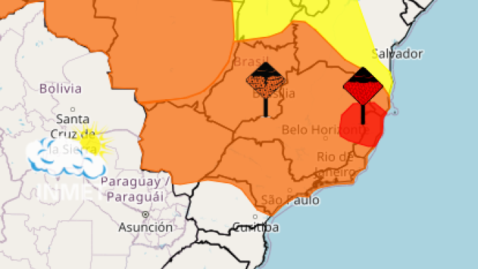 Alerta vermelho para acumulado de chuvas entre o Espírito Santo, sul da Bahia e parte de Minas Gerais