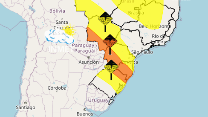 Alertas do Inmet para chuvas intensas e tempestade chegam ao Sudeste e Centro-Oeste do Brasil