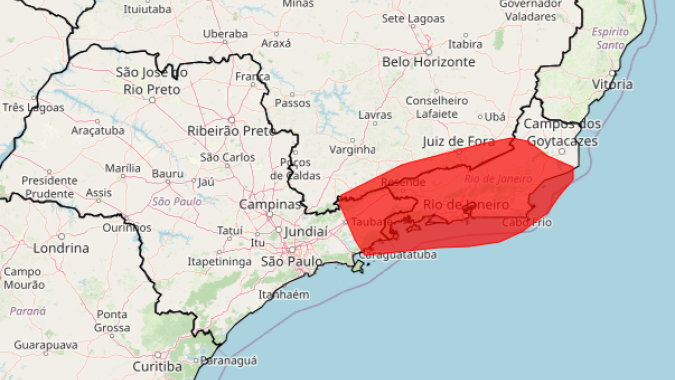 Área entre São Paulo, Rio de Janeiro e Minas Gerais tem alerta vermelho para chuvas acumuladas