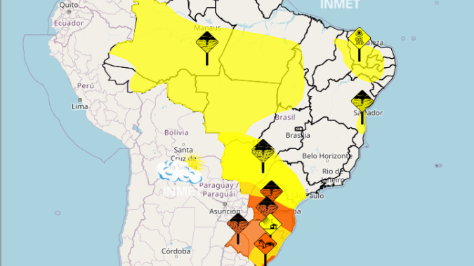 Com maiores volumes no Sul, chuvas podem ocorrer também nas demais regiões do país neste final de semana