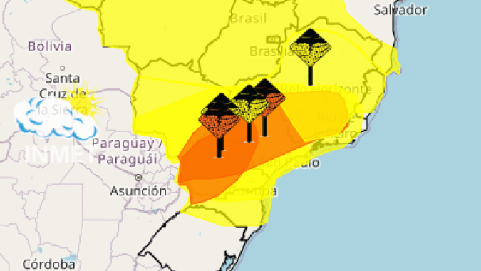 Alertas de tempestade ao longo do fim de semana se concentram entre Sul, Sudeste e Centro-Oeste