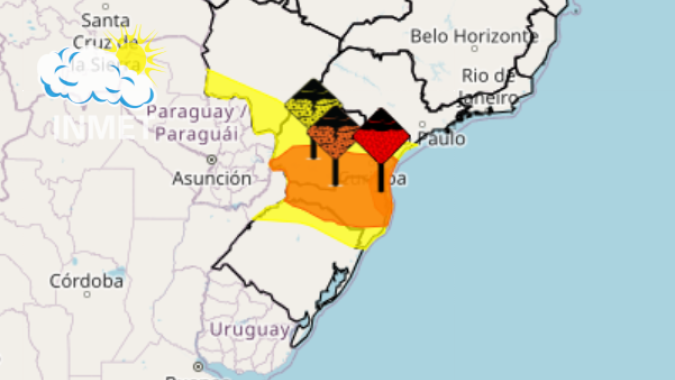 Sul e pontos de São Paulo e Mato Grosso do Sul têm alerta de tempestade neste fim de semana