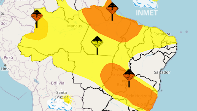 Centro-Norte do Brasil tem alerta para chuvas intensas neste fim de semana