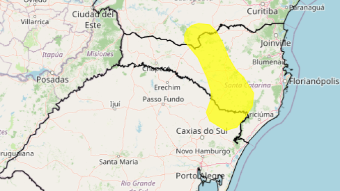 Área entre o norte do Rio Grande do Sul e sul do Paraná segue com alerta para possibilidade de geada