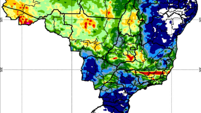 Chuvas podem ultrapassar 80 mm nesta semana em áreas do Centro-Oeste e do Sudeste