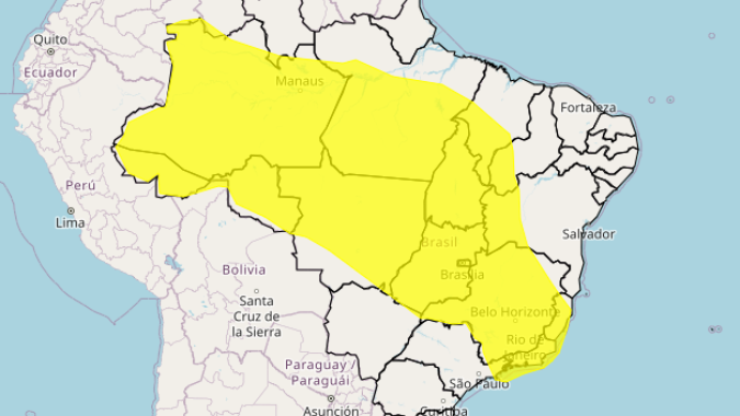 Centro-Norte do Brasil tem alertas para chuvas intensas até 6ª feira (19)