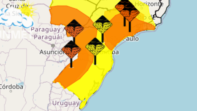 Regiões Sul e Sudeste têm alertas de perigo para acumulado de chuva e tempestade