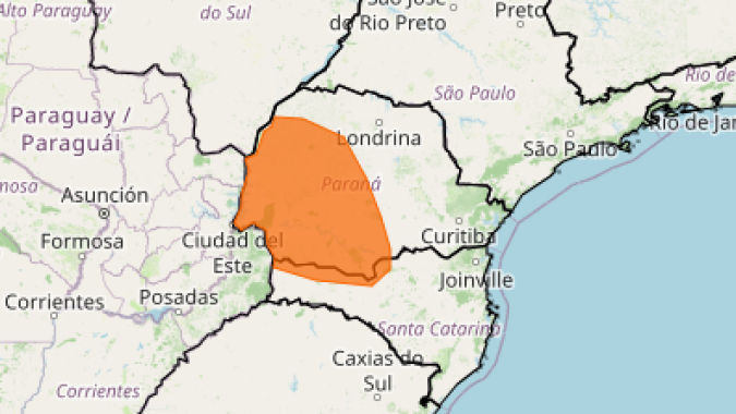 Paraná tem alerta laranja do Inmet para tempestade nesta 6ª feira (22)