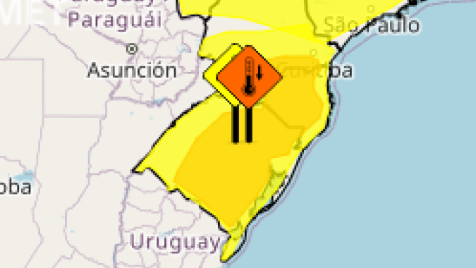 Inmet prevê declínio das temperaturas e possibilidade de geada no Sul neste fim de semana