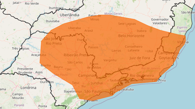 Chuva deve prosseguir sobre áreas do Sudeste nesta 4ª feira (23)