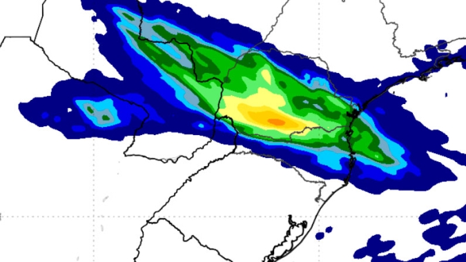 Previsão meteorológica indica chuvas para o oeste do Paraná e sul de Mato Grosso do Sul