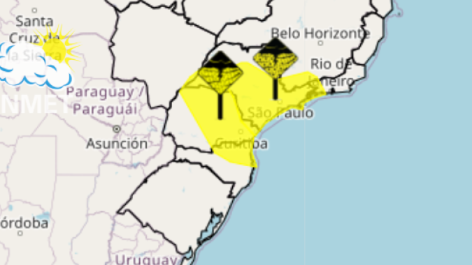 Inmet emite alertas de chuva intensa e tempestade para Santa Catarina, Paraná, São Paulo, Minas Gerais e Rio de Janeiro