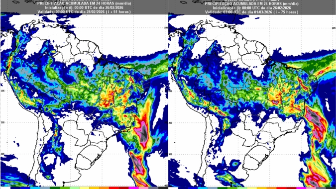 Sistema de baixa pressão mantém risco de chuva em áreas do Sudeste e amplia instabilidades no Nordeste