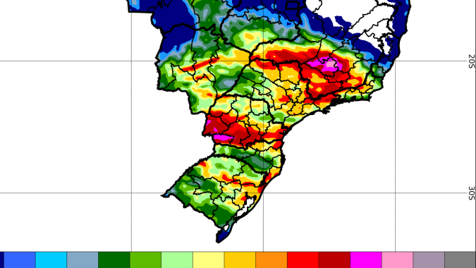 Previsão indica semana de chuvas expressivas no Sul, Sudeste e partes do Centro-Oeste