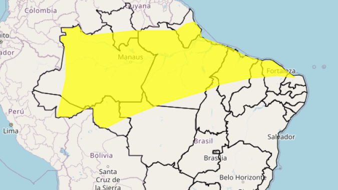 Chuvas mantêm áreas do Norte e Nordeste com alerta de perigo potencial nesta 5ª feira