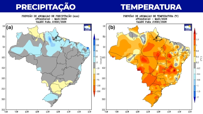 Inmet divulga projeção agroclimática para junho e destaca possíveis impactos no campo
