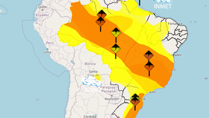 Final de semana tem alertas para possibilidade de chuva e tempestade em grande parte do país