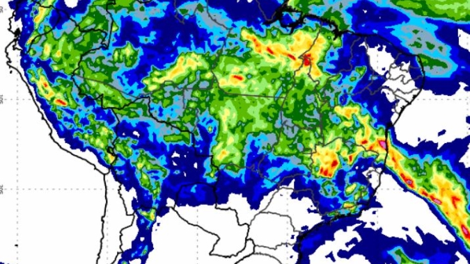 ZCAS continua favorecendo formação de nuvens carregadas no centro-norte do Brasil