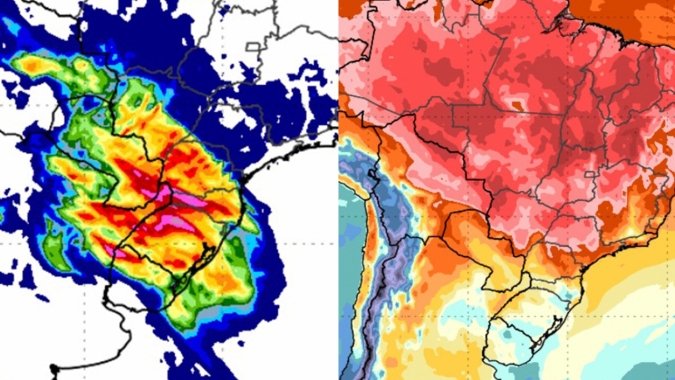 Extremos: Alerta para chuva intensa e com mais risco de granizo no Centro-Sul do BR e temperaturas batendo 40ºC no Matopiba