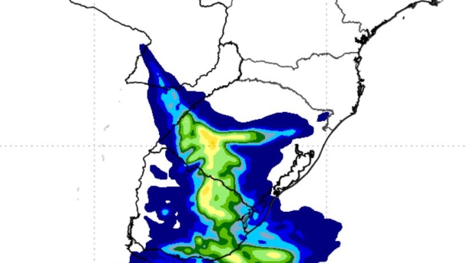 Previsão: Áreas do Sul em alerta para chuvas intensas, enquanto região Central continua com ar seco e baixa umidade