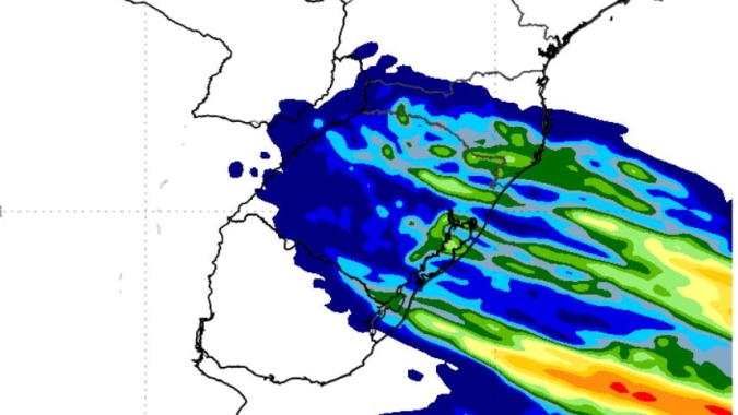 Frente fria provoca nova rodada de pancada de chuva com trovoadas em parte do Sul do Brasil