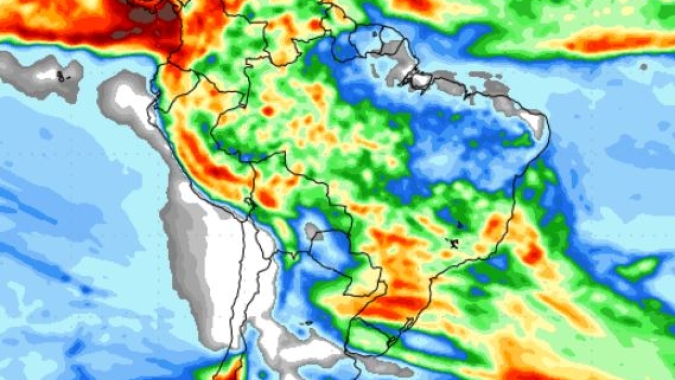 NOAA: Após calorão, virada do mês pode ter boas chuvas no Centro-Oeste e Sudeste do Brasil