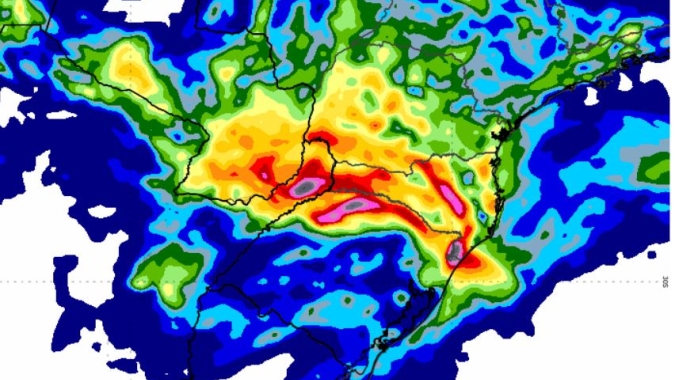 Inmet emite alerta laranja para tempestade com granizo no Sul do Brasil nesta 5ª feira