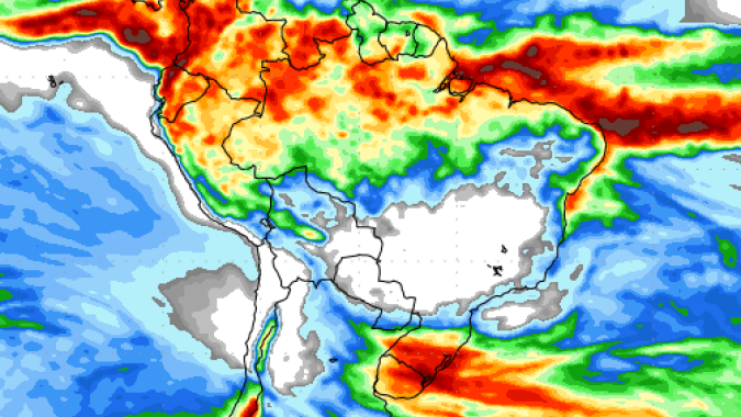 NOAA: Com temperaturas elevadas e tempo seco, chuvas seguem restritas ao Sul do Brasil
