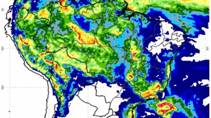 Corredor de umidade: Semana começa com muita chuva no Centro-Oeste e Sudeste do Brasil