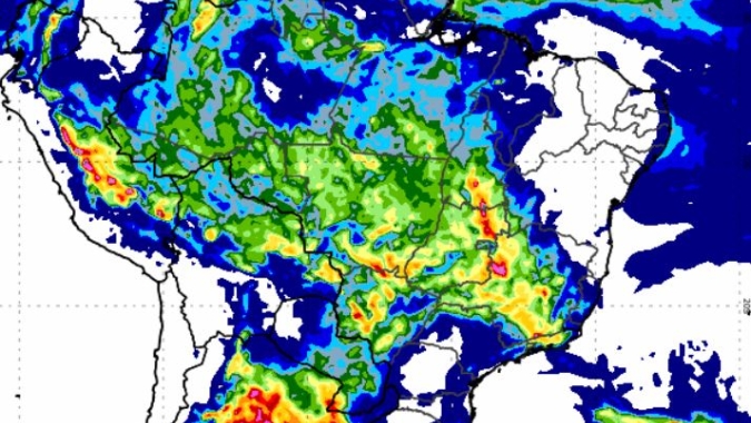 Semana começa com previsão de novas ZCAS levando chuvas pro Centro-Norte do Brasil