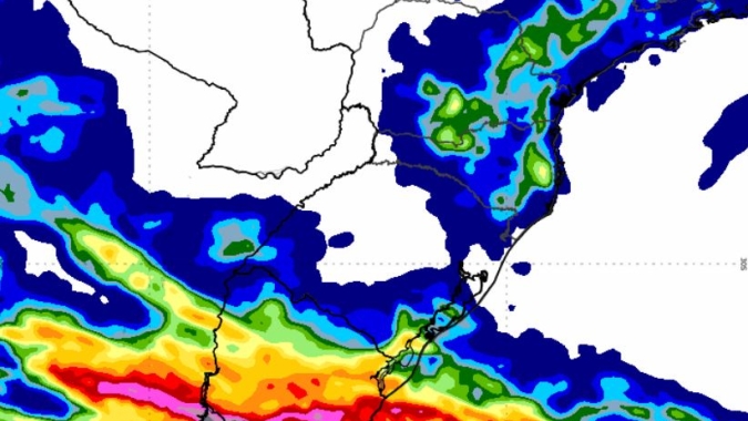Inmet: Chuva retorna muito irregular para o Sul do Brasil e com chance de granizo nesta 2ª feira