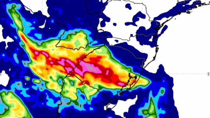 Quarta-feira com muita chuva no RS e em áreas do Matopiba, região Central tem período mais seco