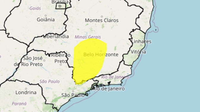 Inmet emite alerta amarelo para declínio de temperatura em áreas do Sul e Sudeste